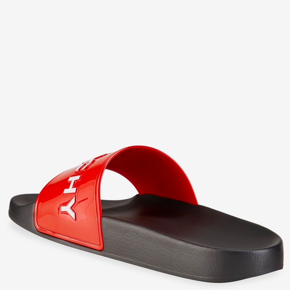 Givenchy red women’s glossy logo rubber pool slide sandals - Picture 3 of 15